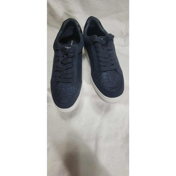 NWOT Women's Birdies The Cardinal in Navy Shimmer Lace Up size 9 Glitter Sparkle - Picture 3 of 6